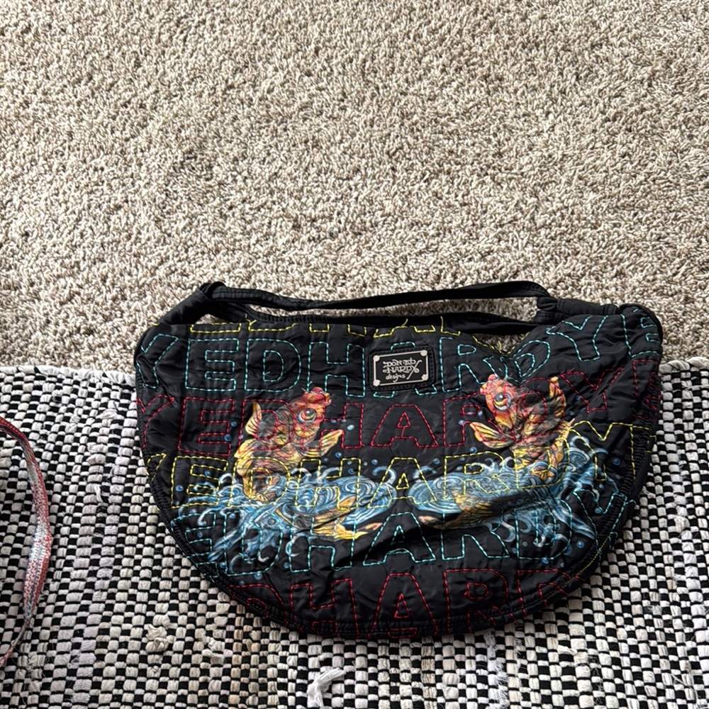 Ed Hardy Black and Multicolor Women's Bag